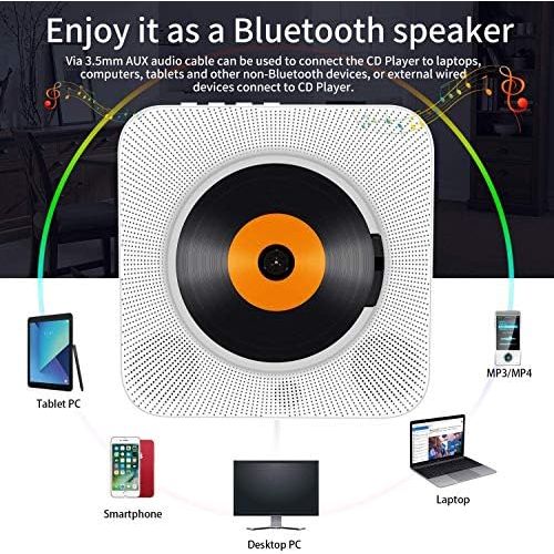  [아마존베스트]Loacy Portable CD Player with Bluetooth, Wall Mounted Built-in HiFi Speakers, Home Audio Speaker with Remote Control, FM Radio, USB MP3, AUX In/Output of 3.5 mm Headphone Jack, White
