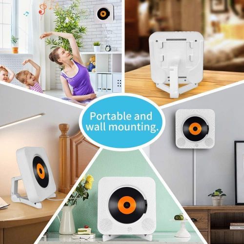  [아마존베스트]Loacy Portable CD Player with Bluetooth, Wall Mounted Built-in HiFi Speakers, Home Audio Speaker with Remote Control, FM Radio, USB MP3, AUX In/Output of 3.5 mm Headphone Jack, White