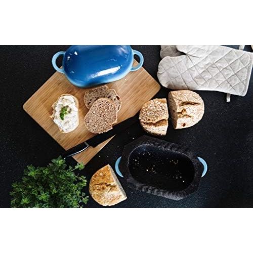  [아마존베스트]LoafNest - The easiest artisanal bread baking set in the world Cast iron casserole [Blue Gradient] and non-stick perforated silicone lining.