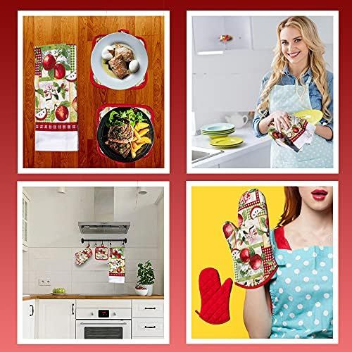  [아마존베스트]American Mills Juicy Apple Decor 5 Piece Printed Kitchen Linen Set Includes Towels Pot Holders Oven Mitt