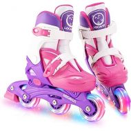 Inline Skates for Girls and Kids, Roller Skates Blades with 4 Size Adjustable Light up Wheels for Kids Girls Beginner Indoor Outdoor Sports Games
