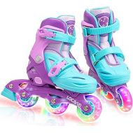 Inline Skates for Girls and Kids, Roller Skates Blades with 4 Size Adjustable Light up Wheels for Kids Girls Beginner Indoor Outdoor Sports Games