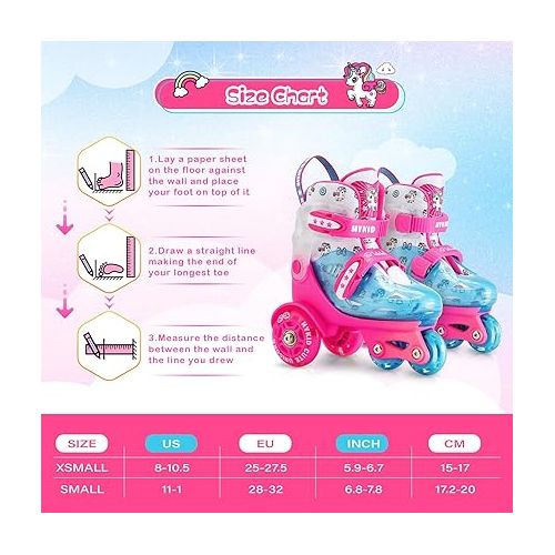  Kids Roller Skates for Toddler, Adjustable Sizes Girls Roller Skates for Children, 3-Point Construction Toddler Roller Skates for Kids Beginners with Luminous Wheels