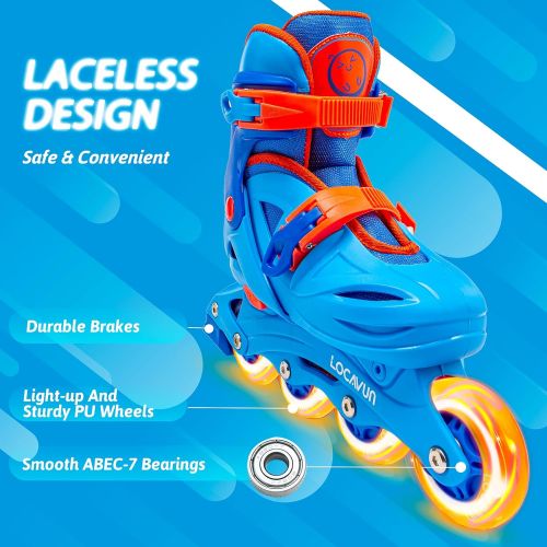  LOCAVUN Adjustable Light up Inline Skates for Kids, Hard Shell Roller Blades for Girls and Boys