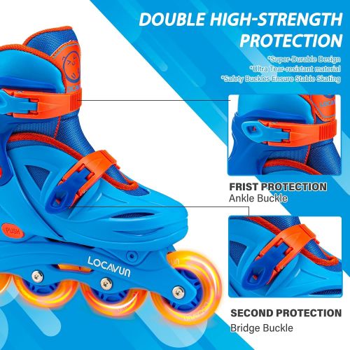  LOCAVUN Adjustable Light up Inline Skates for Kids, Hard Shell Roller Blades for Girls and Boys