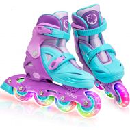 LOCAVUN Adjustable Light up Inline Skates for Kids, Hard Shell Roller Blades for Girls and Boys