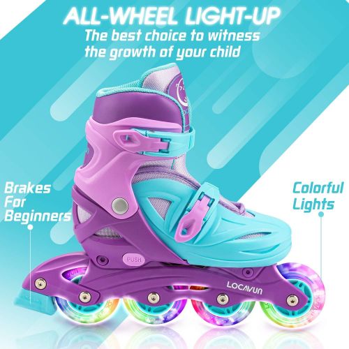  LOCAVUN Adjustable Light up Inline Skates for Kids, Hard Shell Roller Blades for Girls and Boys