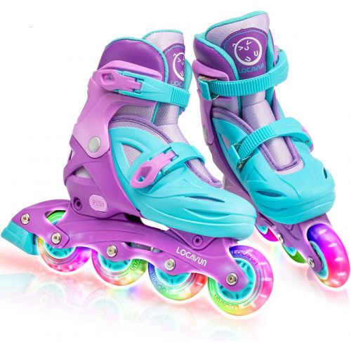  LOCAVUN Adjustable Light up Inline Skates for Kids, Hard Shell Roller Blades for Girls and Boys