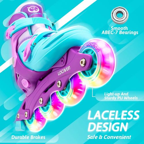  LOCAVUN Adjustable Light up Inline Skates for Kids, Hard Shell Roller Blades for Girls and Boys