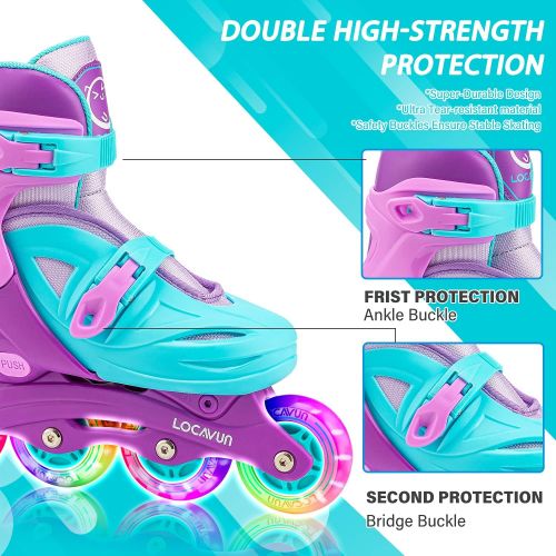  LOCAVUN Adjustable Light up Inline Skates for Kids, Hard Shell Roller Blades for Girls and Boys