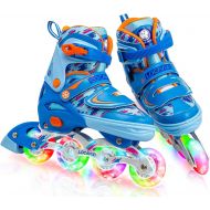 LOCAVUN Adjustable Light up Inline Skates for Kids, Hard Shell Roller Blades for Girls and Boys
