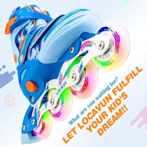  LOCAVUN Adjustable Light up Inline Skates for Kids, Hard Shell Roller Blades for Girls and Boys