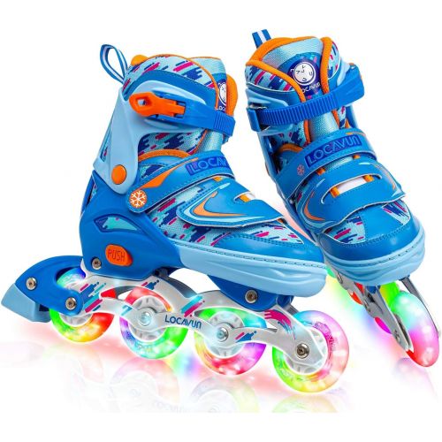  LOCAVUN Adjustable Light up Inline Skates for Kids, Hard Shell Roller Blades for Girls and Boys