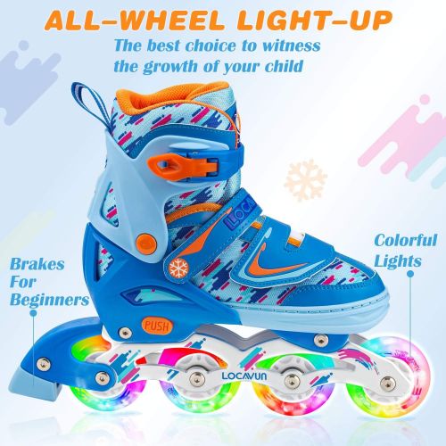  LOCAVUN Adjustable Light up Inline Skates for Kids, Hard Shell Roller Blades for Girls and Boys