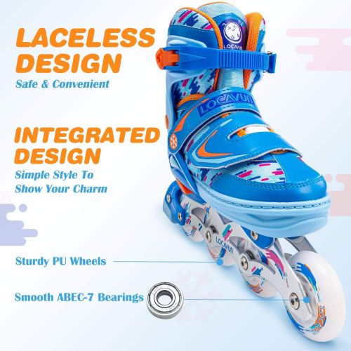  LOCAVUN Adjustable Light up Inline Skates for Kids, Hard Shell Roller Blades for Girls and Boys