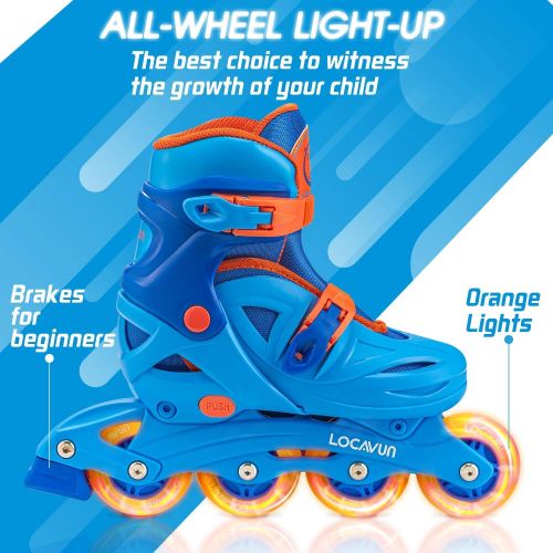  LOCAVUN Adjustable Light up Inline Skates for Kids, Hard Shell Roller Blades for Girls and Boys