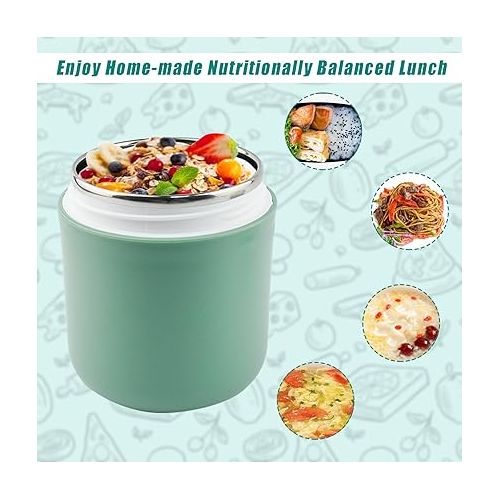  Food Thermos Lunch Jar - Vacuum Insulated Stainless Steel Food Jar with spoon, Leak-Proof Insulated Soup Container for Cool or Hot Food