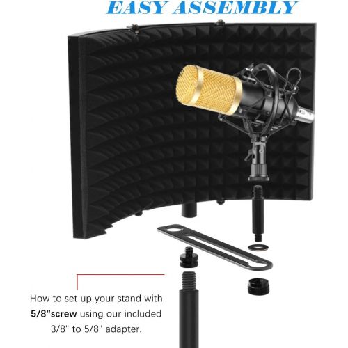  [아마존베스트]LocisneOutlet Locisne Microphone Insulation Sign Foldable Studio Microphone Sound Absorbing Foam Reflector Professional Sign for Studio Microphone Recording Devices Table Stand Black