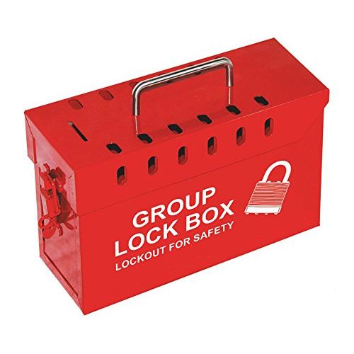  Lockout Safety Supply 7299R-UN Group Lockout Tagout Box, 휴대용, 스틸, 레드