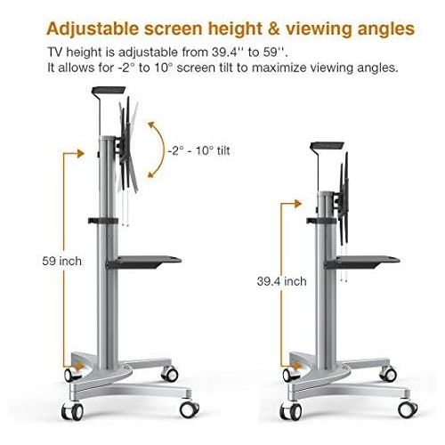  Loctek P2 Mobile TV Floor Cart for LCD LED Plasma Flat Panels Stand with Wheels Mobile fits 32-70