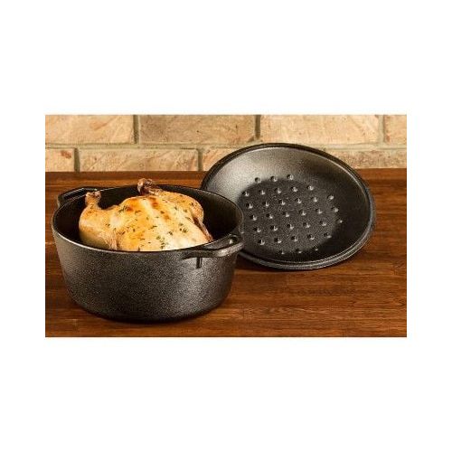 롯지 Lodge 5 Quart Seasoned Cast Iron Dutch Oven, L8DOL3, with Cast Iron Lid