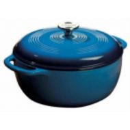 Lodge 6 QT Blue Enamel On Cast Iron Dutch Oven With Cover.