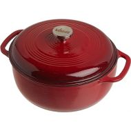 Lodge 6 Quart Enameled Cast Iron Dutch Oven with Lid - Dual Handles - Oven Safe up to 500° F or on Stovetop - Use to Marinate, Cook, Bake, Refrigerate and Serve - Island Spice Red
