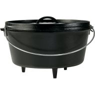 Lodge 8 Quart Pre-Seasoned Cast Iron Camp Dutch Oven with Lid - Dual Handles - Use in the Oven, on the Stove, on the Grill or over the Campfire - Black
