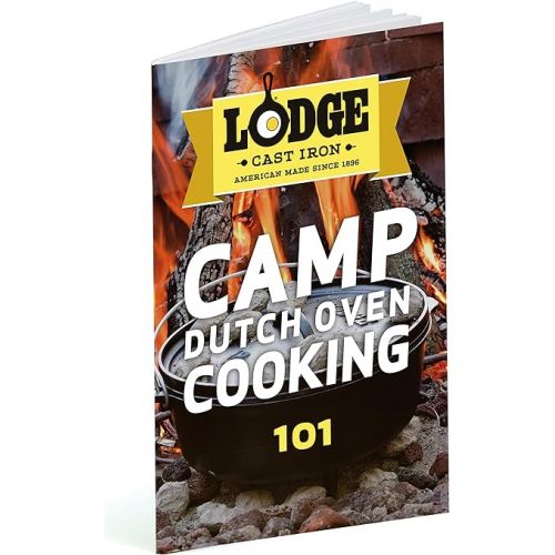 롯지 Lodge 8 Quart Pre-Seasoned Cast Iron Camp Dutch Oven with Lid - Dual Handles - Use in the Oven, on the Stove, on the Grill or over the Campfire - Black