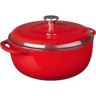 Lodge 7.5 Quart Enameled Cast Iron Dutch Oven with Lid - Dual Handles - Oven Safe up to 500° F or on Stovetop - Use to Marinate, Cook, Bake, Refrigerate and Serve - Island Spice Red
