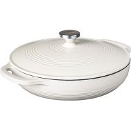 Lodge 3.6 Quart Enameled Cast Iron Oval Casserole With Lid- Dual Handles - Oven Safe up to 500° F or on Stovetop - Use to Marinate, Cook, Bake, Refrigerate and Serve - Oyster White
