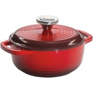 Lodge 1.5 Quart Enameled Cast Iron Dutch Oven with Lid ? Dual Handles ? Oven Safe up to 500° F or on Stovetop - Use to Marinate, Cook, Bake, Refrigerate and Serve ? Red