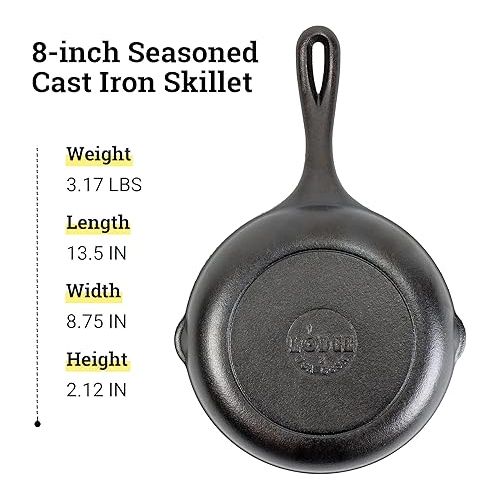 롯지 Lodge Cast Iron Chef Collection Skillet, Pre-seasoned - 8 in