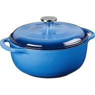 Lodge 4.5 Quart Enameled Cast Iron Dutch Oven with Lid - Dual Handles - Oven Safe up to 500° F or on Stovetop - Use to Marinate, Cook, Bake, Refrigerate and Serve - Caribbean Blue