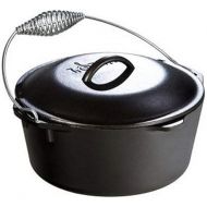 Lodge 5 Quart Pre-Seasoned Cast Iron Dutch Oven with Lid - Wire Bail Handle for Easy Transfer from Cooking Surface to Table - Use in the Oven, on the Stove, on the Grill or over the Campfire - Black