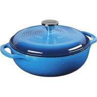 Lodge 3 Quart Enameled Cast Iron Dutch Oven with Lid - Dual Handles - Oven Safe up to 500° F or on Stovetop - Use to Marinate, Cook, Bake, Refrigerate and Serve - Caribbean Blue