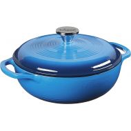 Lodge 3 Quart Enameled Cast Iron Dutch Oven with Lid ? Dual Handles ? Oven Safe up to 500° F or on Stovetop - Use to Marinate, Cook, Bake, Refrigerate and Serve ? Caribbean Blue