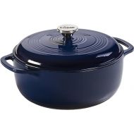 Lodge 6 Quart Enameled Cast Iron Dutch Oven with Lid - Dual Handles - Oven Safe up to 500° F or on Stovetop - Use to Marinate, Cook, Bake, Refrigerate and Serve - Indigo