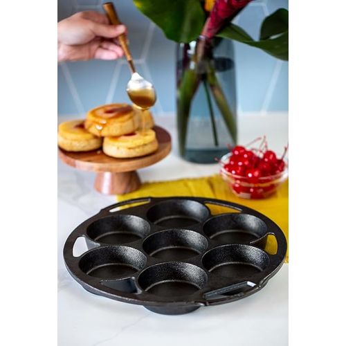롯지 Lodge Seasoned Cast Iron Mini Cake Pan, 7 Impressions