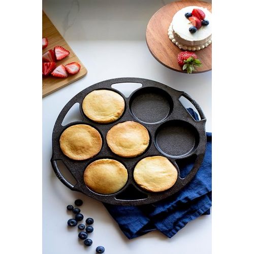롯지 Lodge Seasoned Cast Iron Mini Cake Pan, 7 Impressions