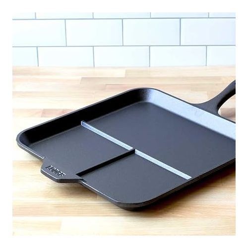 롯지 Lodge Cast Iron 11 Inch Square Divided Griddle