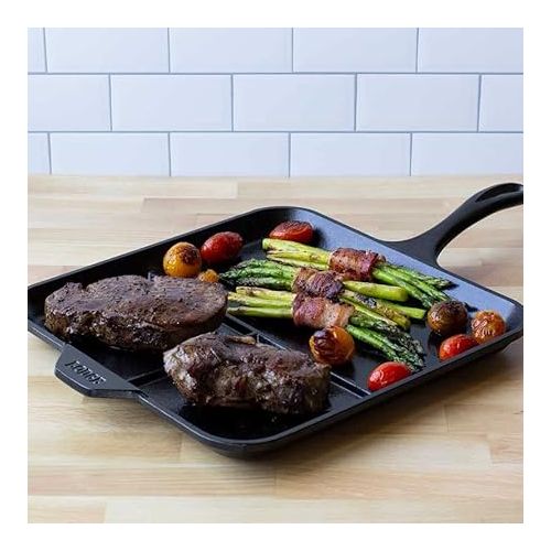 롯지 Lodge Cast Iron 11 Inch Square Divided Griddle