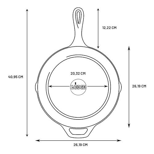 롯지 Lodge 10.25 Inch Cast Iron Pre-Seasoned Skillet - Signature Teardrop Handle - Use in the Oven, on the Stove, on the Grill, or Over a Campfire, Black