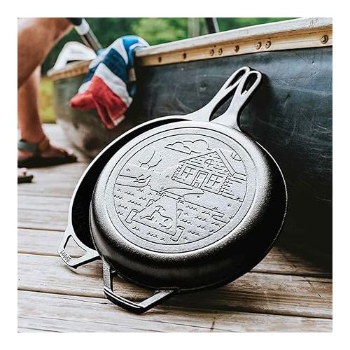 롯지 Lodge Cast Iron Wanderlust Series, Cabin Combo Cooker, 3.2 Quart? Black