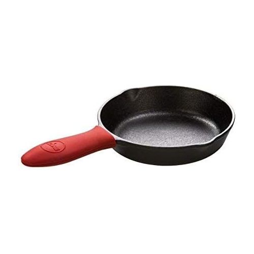 롯지 Lodge Silicone Mini Hot Handle Holder - Dishwasher Safe Mini Hot Handle Holder Designed for Lodge Cast Iron Skillets 8 Inches or Smaller w/ Keyhole Handle - Reusable Heat Protection Up to 500° - Red