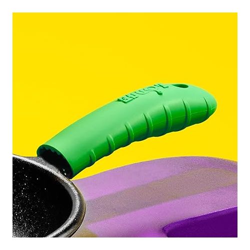 롯지 Lodge BOLD 12 Inch Seasoned Cast Iron Skillet BOLD Silicone Hot Handle Holder - Fresh Green