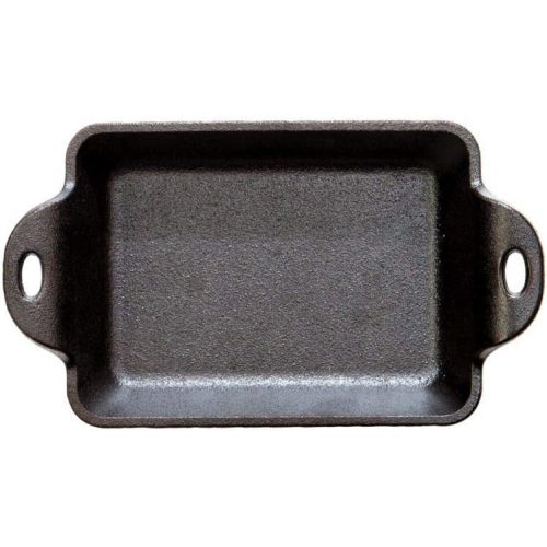 롯지 Lodge Heat Enhanced and Seasoned Cast Iron Rectangular Mini Server, 10-Ounce, Black