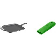 Lodge BOLD 12 Inch Seasoned Cast Iron Square Griddle + Lodge BOLD Silicone Hot Handle Holder - Fresh Green