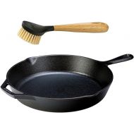 Lodge Seasoned Cast Iron Skillet with Scrub Brush- 12 inch Cast Iron Frying Pan With 10 inch Bristle Brush