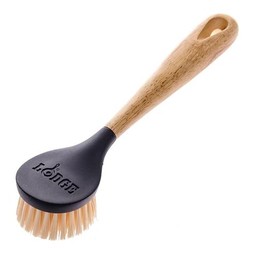 롯지 Lodge Seasoned Cast Iron Skillet with Scrub Brush- 12 inch Cast Iron Frying Pan With 10 inch Bristle Brush